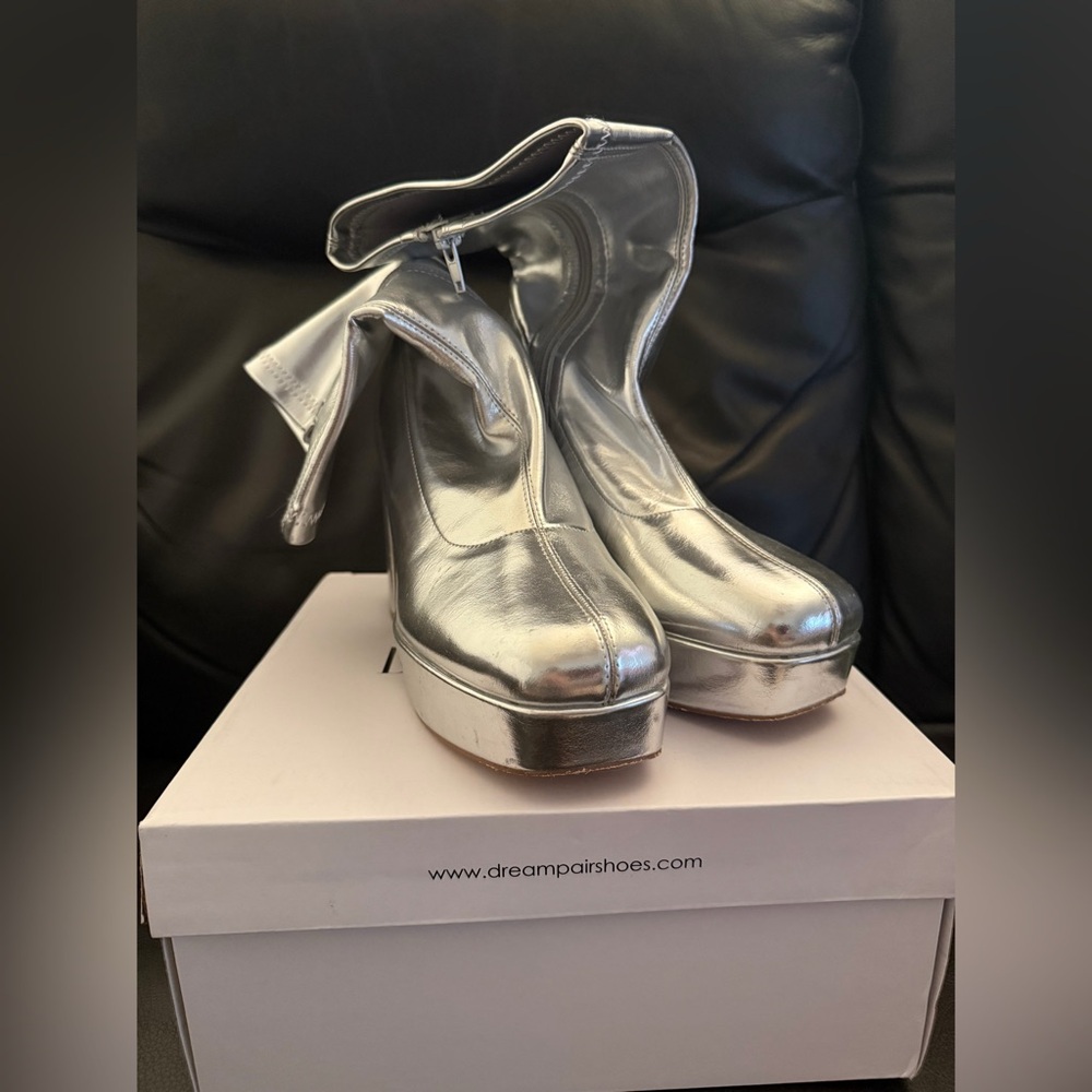 Silver metallic boots